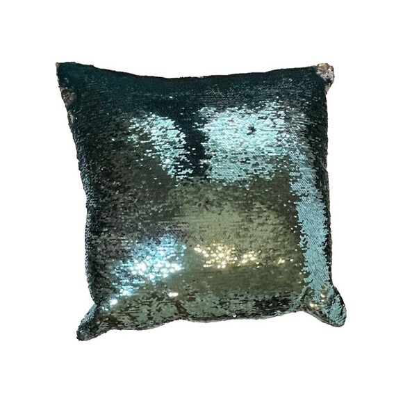 Pier 1 Colorful Glam Fun Changable Sequins Blue/Silver 18" x 18" Throw Pillow - Picture 1 of 3